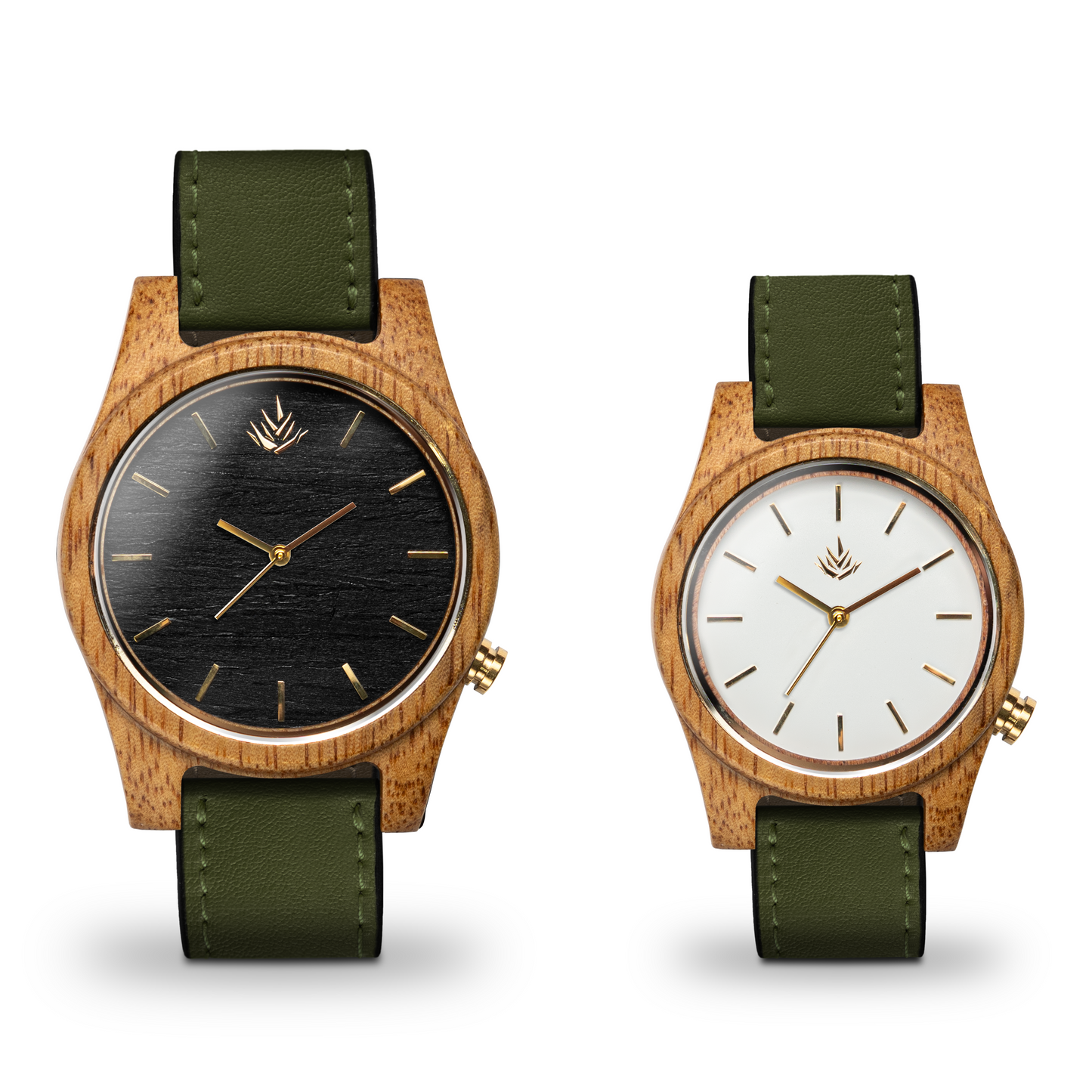 Pareja de Agavus | Línea Agavia | 37mm y 44mm | Caoba | Carátula Blanca y Ébano