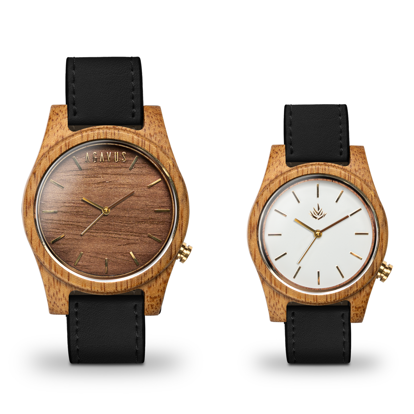 Pareja de Agavus | Línea Agavia | 37mm y 44mm | Caoba | Carátula Blanca y Sapelli