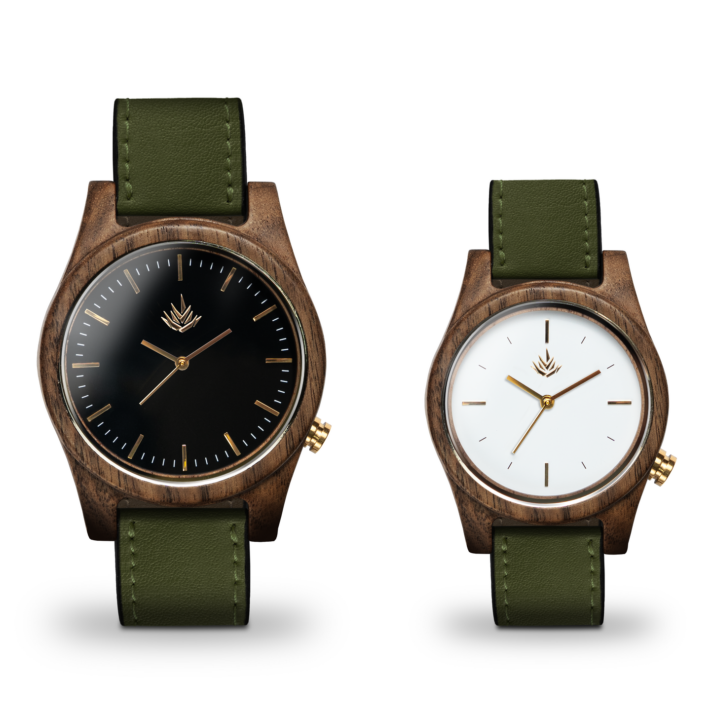 Pareja de Agavus | Línea Agavia | 37mm y 44mm | Nogal | Carátulas Negra y Blanca