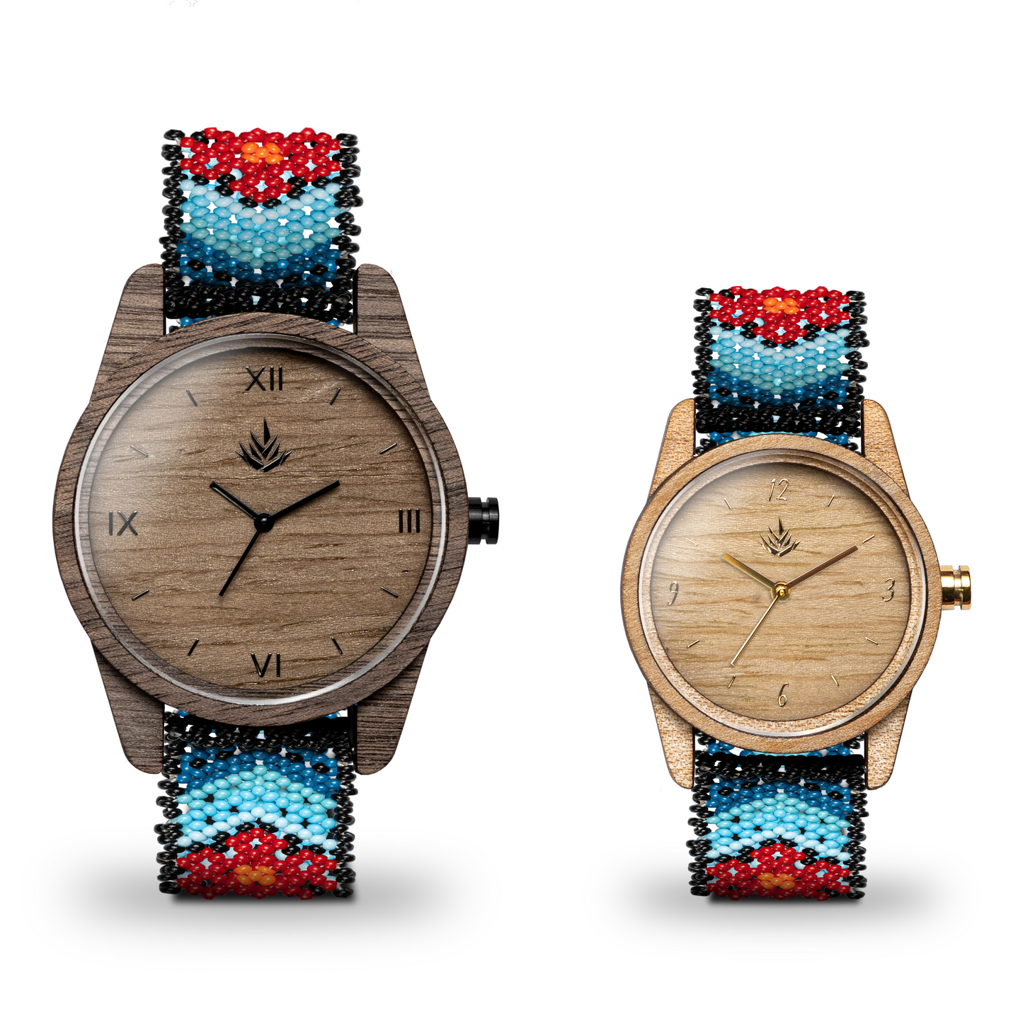 Pareja de Agavus | Línea Clásica | 35mm y 44mm | Maple y Nogal | Wixárika