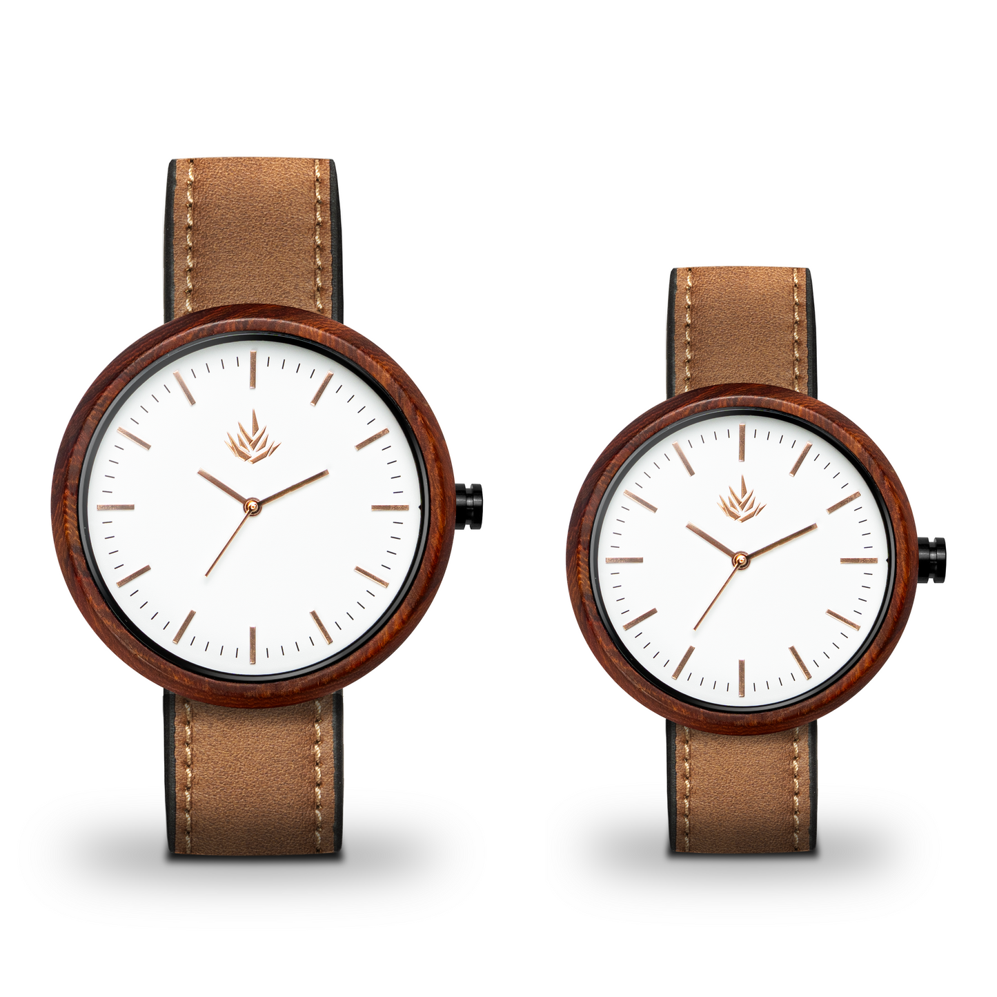 Pareja de Agavus | Edición Especial | 37mm y 44mm | Sándalo Rojo | Oro Rosa | Carátulas Blancas