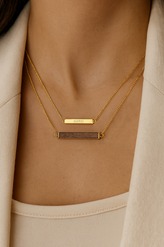 Collar rectángulo / Nogal