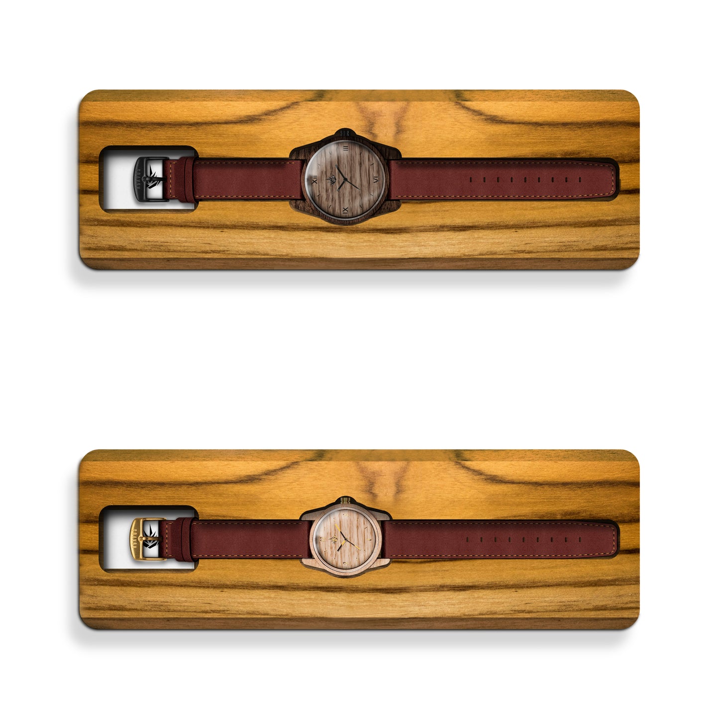 Pareja de Agavus Clásicos Nogal 44mm y Maple 35mm - Piel