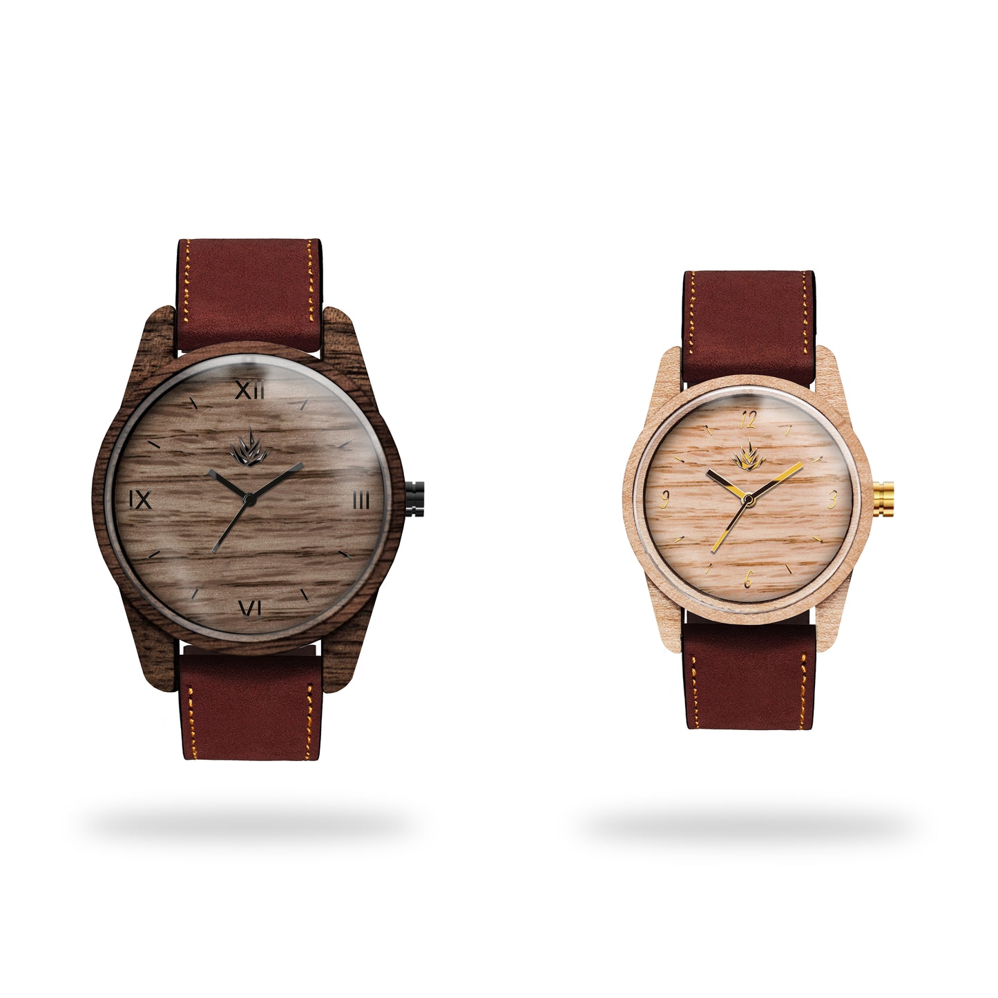 Pareja de Agavus Clásicos Nogal 44mm y Maple 35mm - Piel