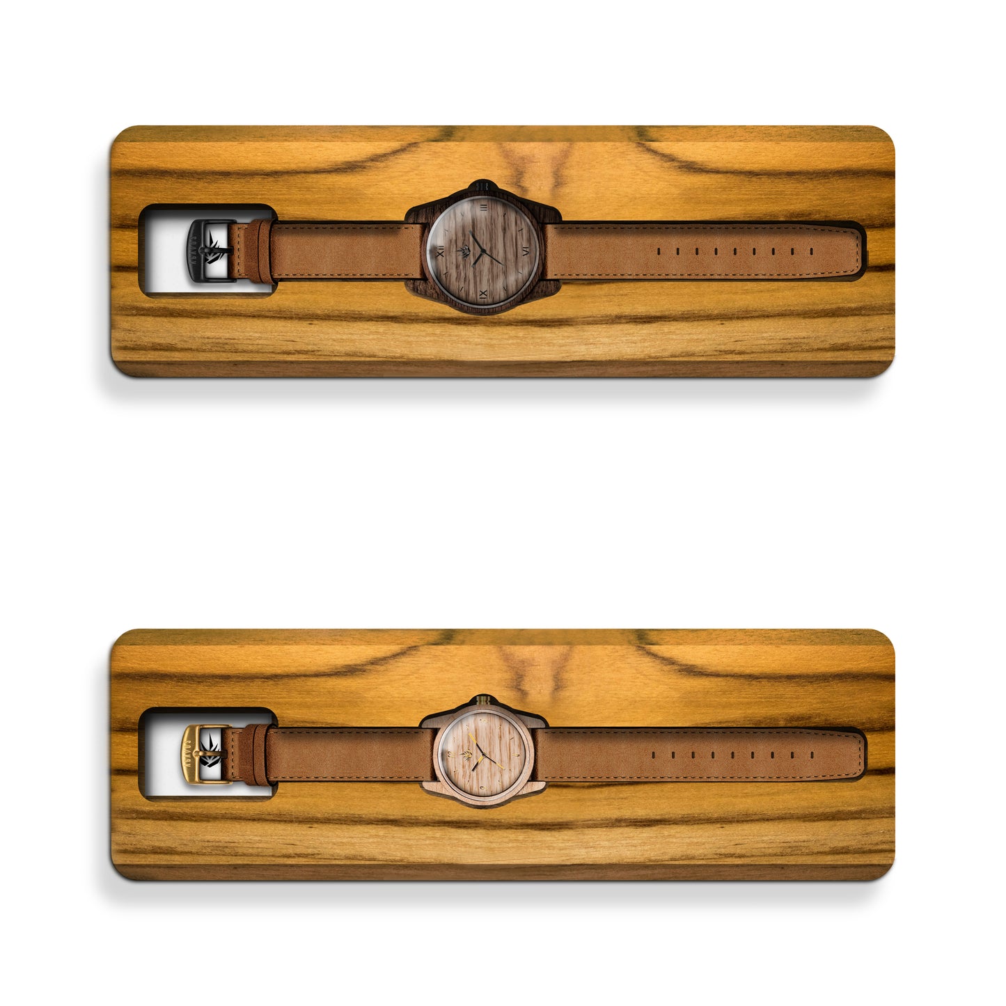 Pareja de Agavus Clásicos Nogal 44mm y Maple 35mm - Piel