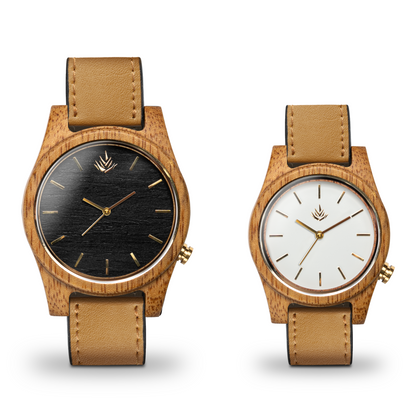 Pareja de Agavus | Línea Agavia | 37mm y 44mm | Caoba | Carátula Blanca y Ébano