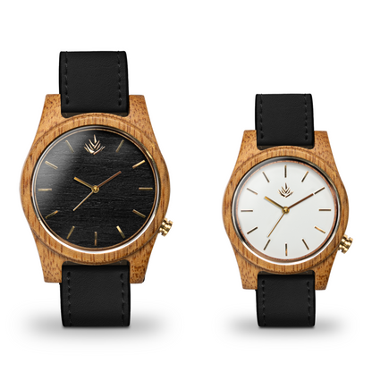 Pareja de Agavus | Línea Agavia | 37mm y 44mm | Caoba | Carátula Blanca y Ébano