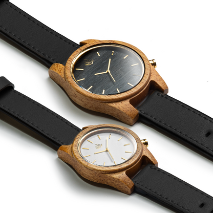 Pareja de Agavus | Línea Agavia | 37mm y 44mm | Caoba | Carátula Blanca y Ébano