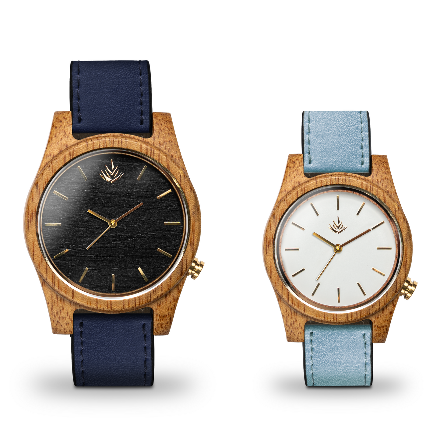 Pareja de Agavus | Línea Agavia | 37mm y 44mm | Caoba | Carátula Blanca y Ébano