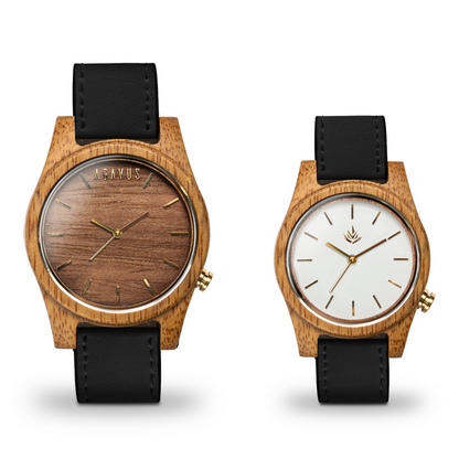 Pareja de Agavus | Línea Agavia | 37mm y 44mm | Caoba | Carátula Blanca y Sapelli