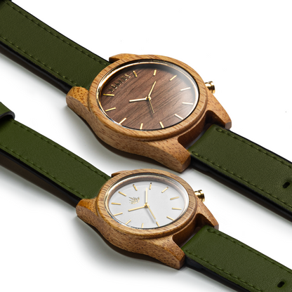 Pareja de Agavus | Línea Agavia | 37mm y 44mm | Caoba | Carátula Blanca y Sapelli