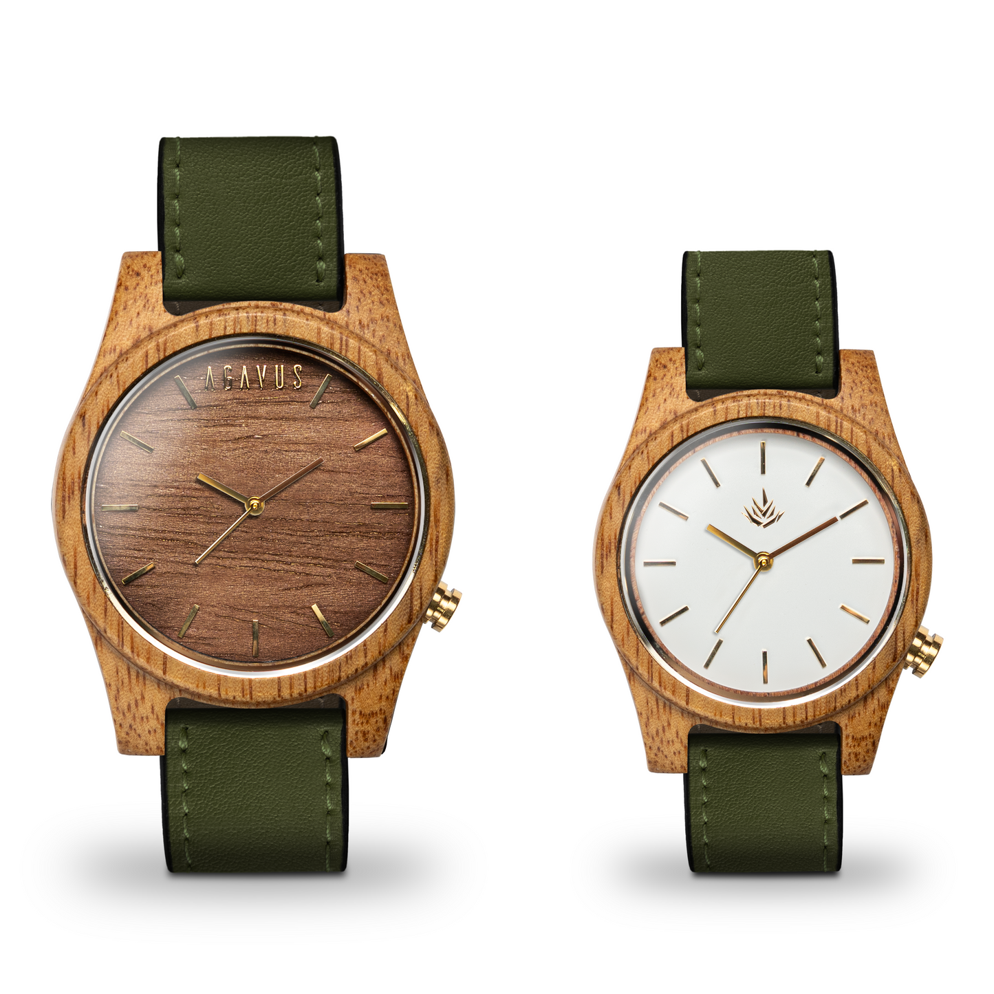 Pareja de Agavus | Línea Agavia | 37mm y 44mm | Caoba | Carátula Blanca y Sapelli