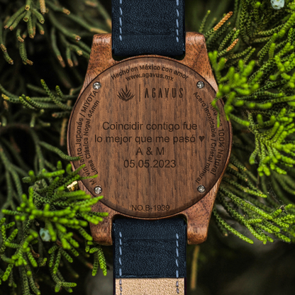 Línea Agavia | 44mm | Nogal | Carátula Negra