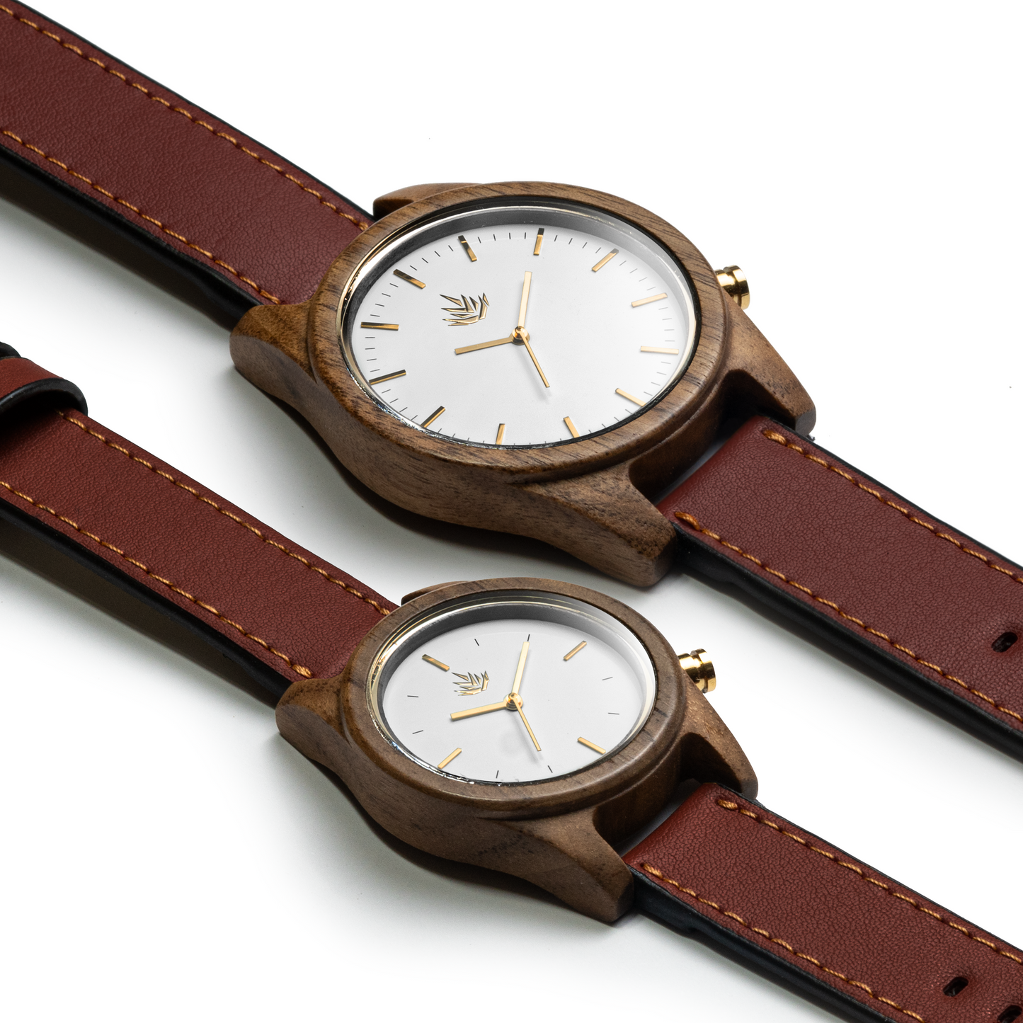 Pareja de Agavus | Línea Agavia | 37mm y 44mm | Nogal | Carátulas Blancas