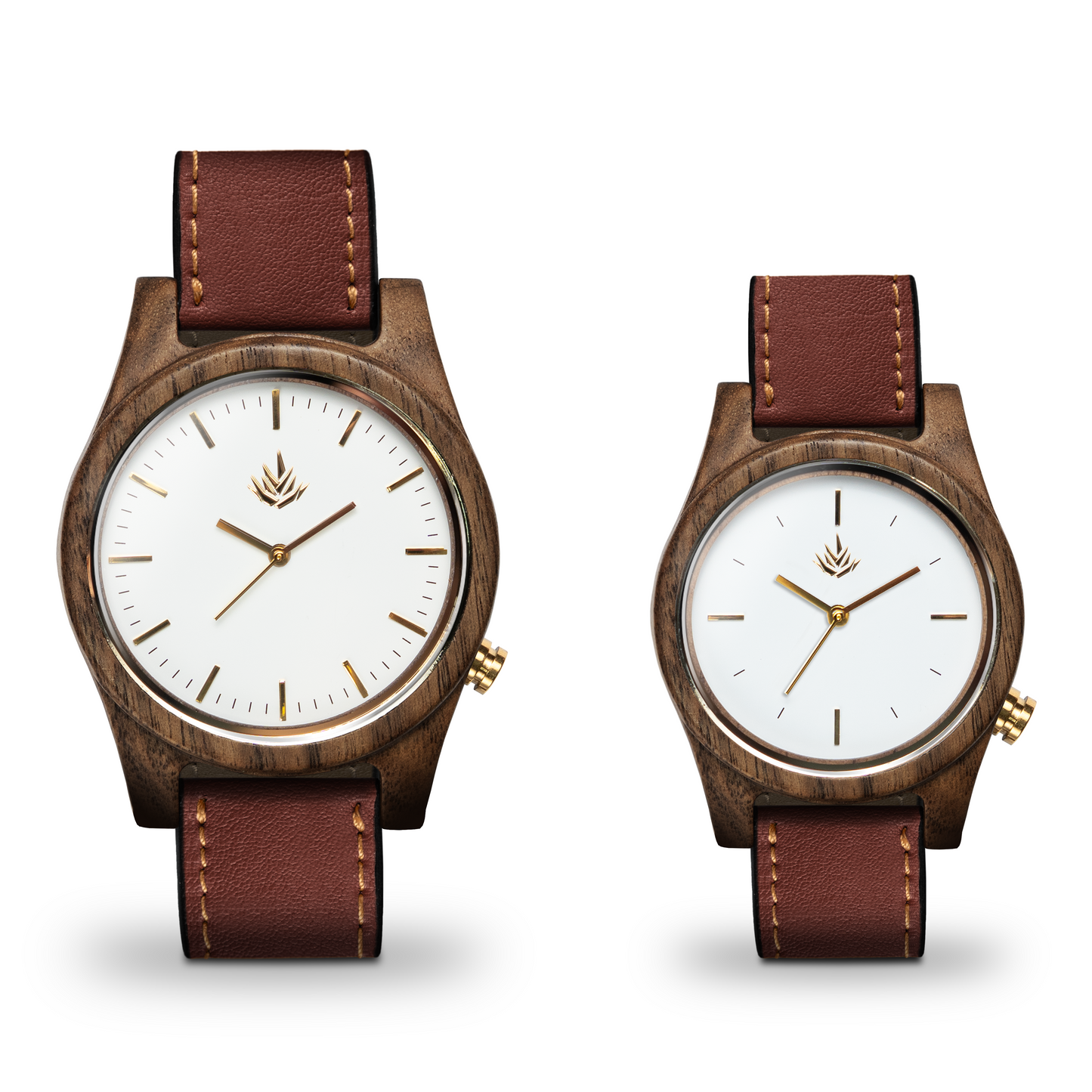 Pareja de Agavus | Línea Agavia | 37mm y 44mm | Nogal | Carátulas Blancas