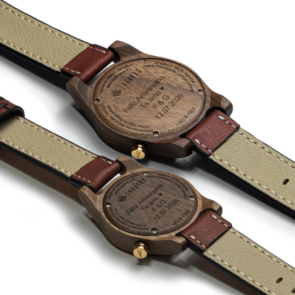 Pareja de Agavus | Línea Agavia | 37mm y 44mm | Nogal | Carátulas Blancas