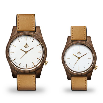 Pareja de Agavus | Línea Agavia | 37mm y 44mm | Nogal | Carátulas Blancas