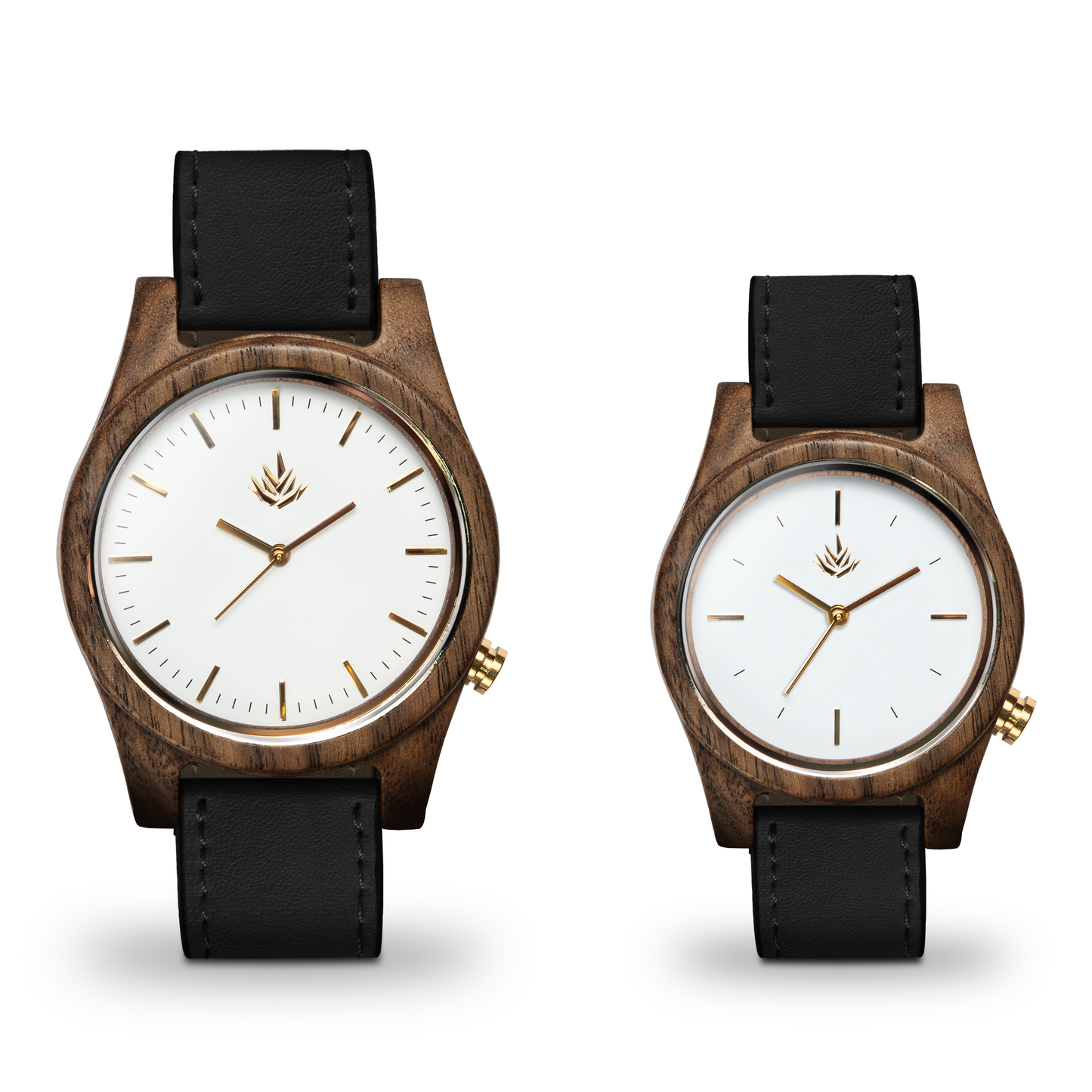 Pareja de Agavus | Línea Agavia | 37mm y 44mm | Nogal | Carátulas Blancas