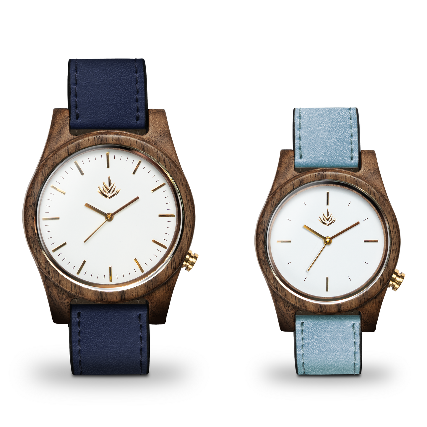 Pareja de Agavus | Línea Agavia | 37mm y 44mm | Nogal | Carátulas Blancas