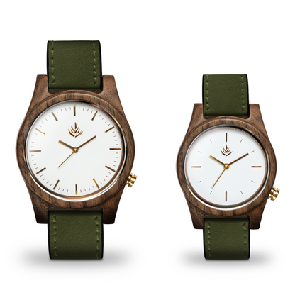 Pareja de Agavus | Línea Agavia | 37mm y 44mm | Nogal | Carátulas Blancas