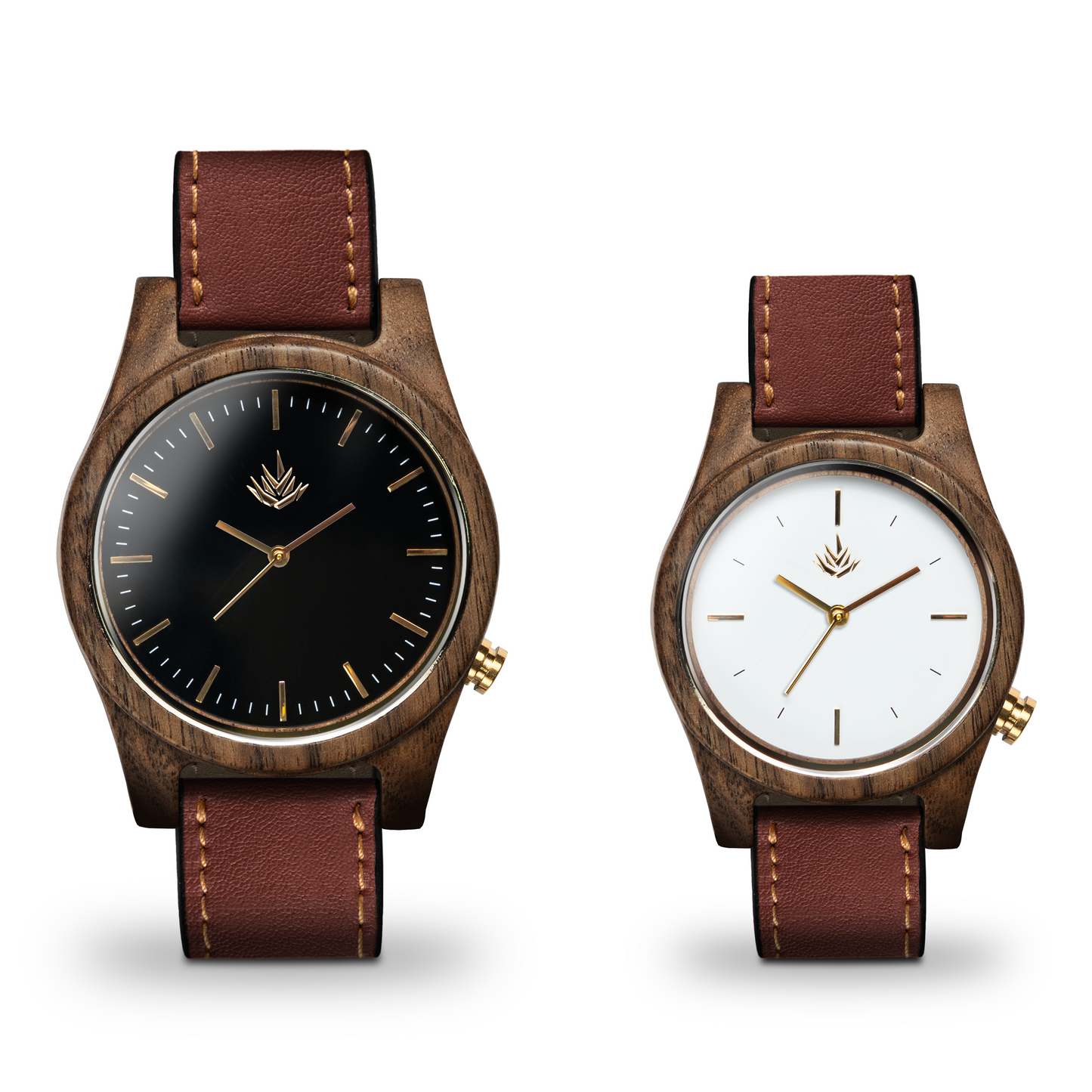 Pareja de Agavus | Línea Agavia | 37mm y 44mm | Nogal | Carátulas Negra y Blanca