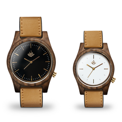 Pareja de Agavus | Línea Agavia | 37mm y 44mm | Nogal | Carátulas Negra y Blanca