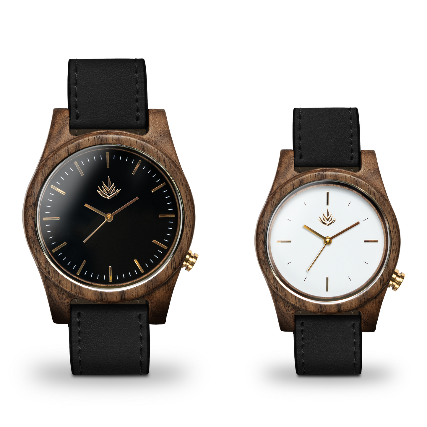 Pareja de Agavus | Línea Agavia | 37mm y 44mm | Nogal | Carátulas Negra y Blanca