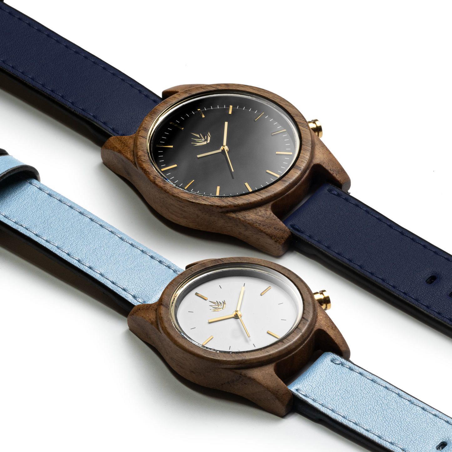 Pareja de Agavus | Línea Agavia | 37mm y 44mm | Nogal | Carátulas Negra y Blanca