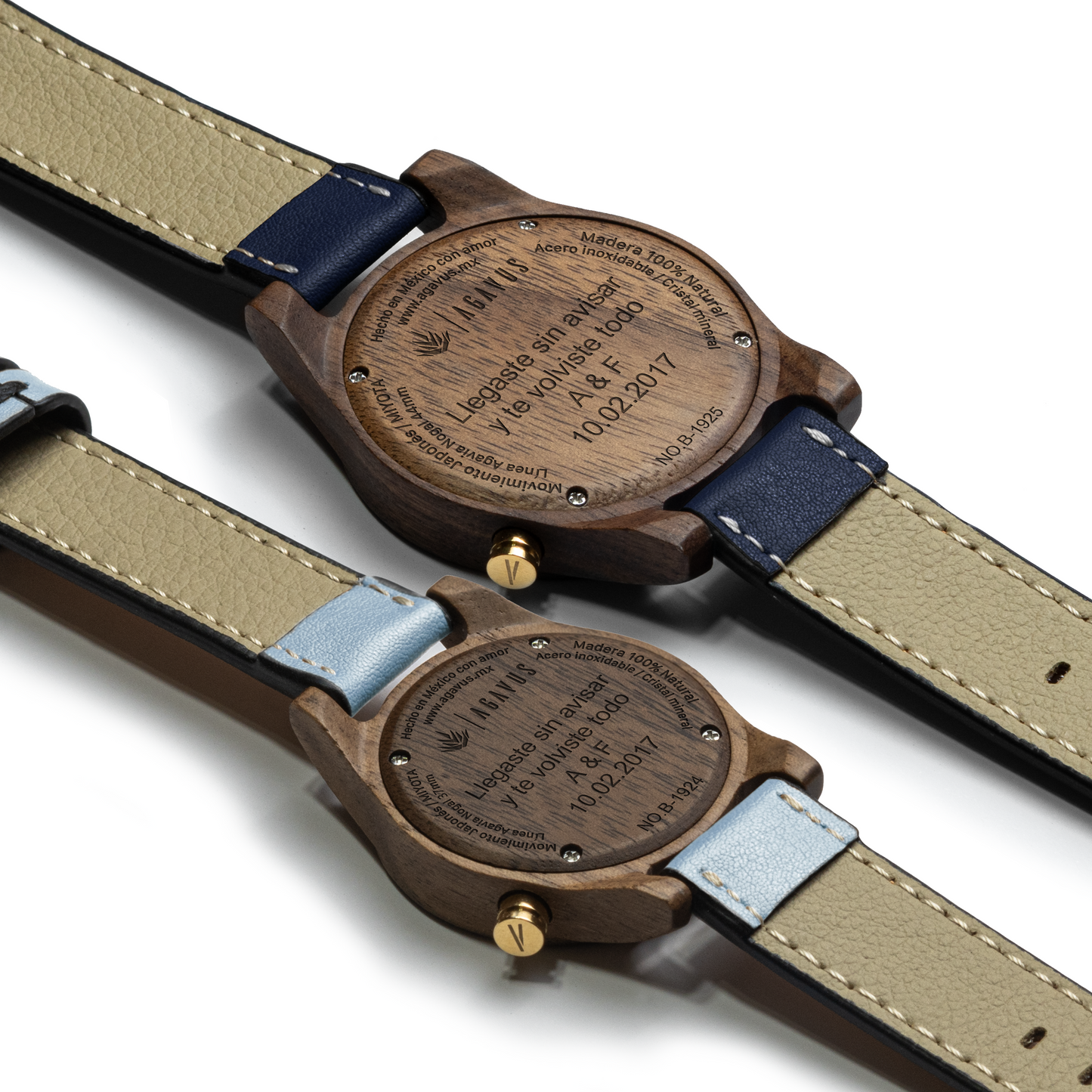 Pareja de Agavus | Línea Agavia | 37mm y 44mm | Nogal | Carátulas Negra y Blanca