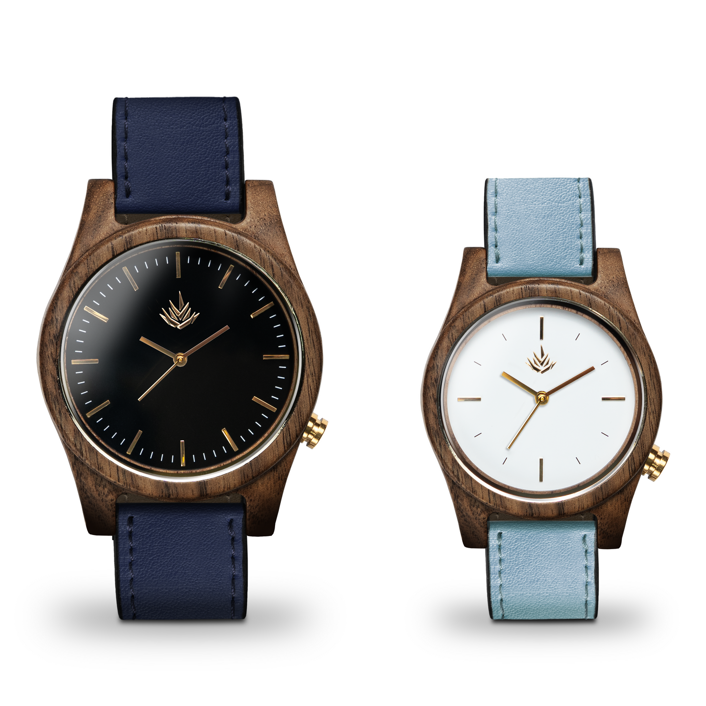 Pareja de Agavus | Línea Agavia | 37mm y 44mm | Nogal | Carátulas Negra y Blanca