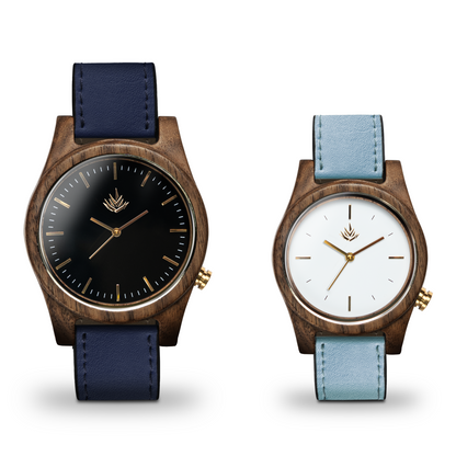 Pareja de Agavus | Línea Agavia | 37mm y 44mm | Nogal | Carátulas Negra y Blanca