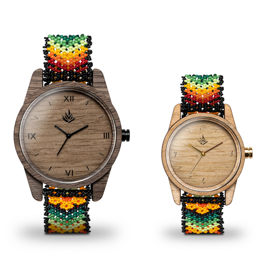 Pareja de Agavus | Línea Clásica | 35mm y 44mm | Maple y Nogal | Wixárika