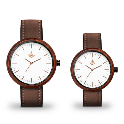 Pareja de Agavus | Edición Especial | 37mm y 44mm | Sándalo Rojo | Oro Rosa | Carátulas Blancas