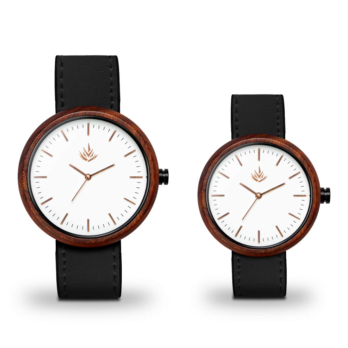 Pareja de Agavus | Edición Especial | 37mm y 44mm | Sándalo Rojo | Oro Rosa | Carátulas Blancas