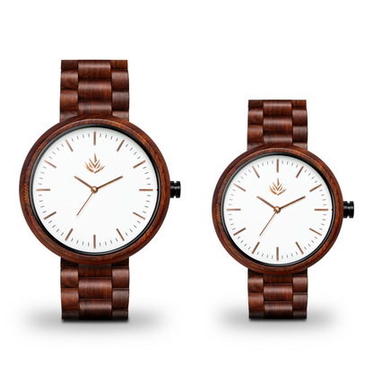 Pareja de Agavus | Edición Especial | 37mm y 44mm | Sándalo Rojo | Oro Rosa | Carátulas Blancas