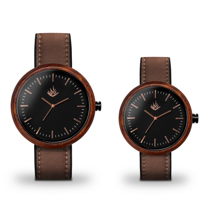 Pareja de Agavus | Edición Especial | 37mm y 44mm | Sándalo Rojo | Oro Rosa | Carátulas Negras