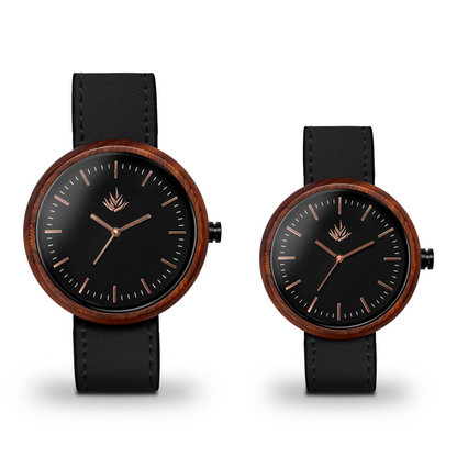 Pareja de Agavus | Edición Especial | 37mm y 44mm | Sándalo Rojo | Oro Rosa | Carátulas Negras