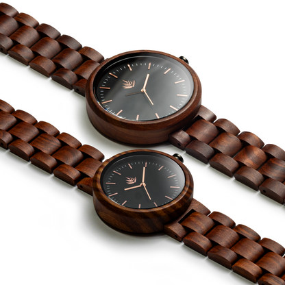 Pareja de Agavus | Edición Especial | 37mm y 44mm | Sándalo Rojo | Oro Rosa | Carátulas Negras