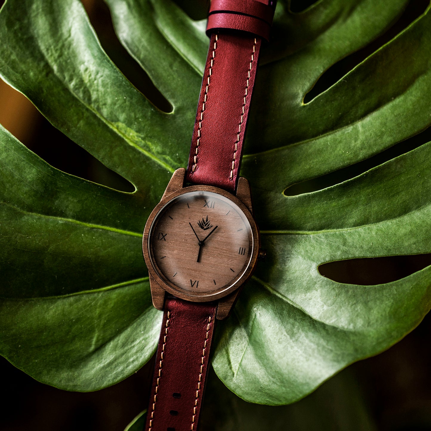 The Classic 44mm Walnut - Cactus Leather