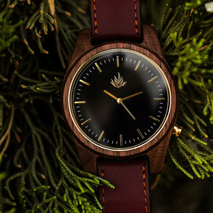 Agavia Line 44mm - Walnut / Black