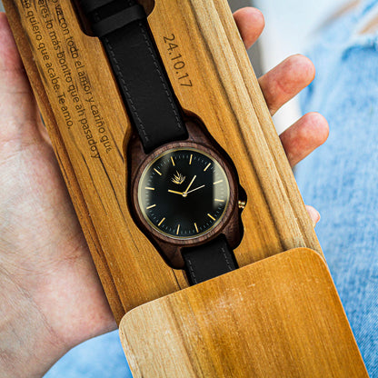 Agavia Line 44mm - Walnut / Black