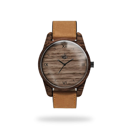 The Classic 44mm Walnut - Cactus Leather