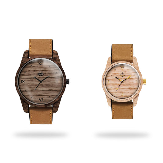 Pair of Classic Agavus Walnut 44mm and Maple 35mm - Leather