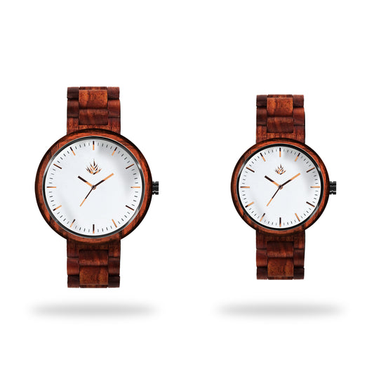Pair of Agavus Special Edition 37mm and 44mm Red Sandalwood Rose Gold / White 