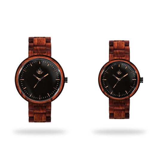 Pair of Agavus Special Edition 37mm and 44mm Red Sandalwood Rose Gold / Black