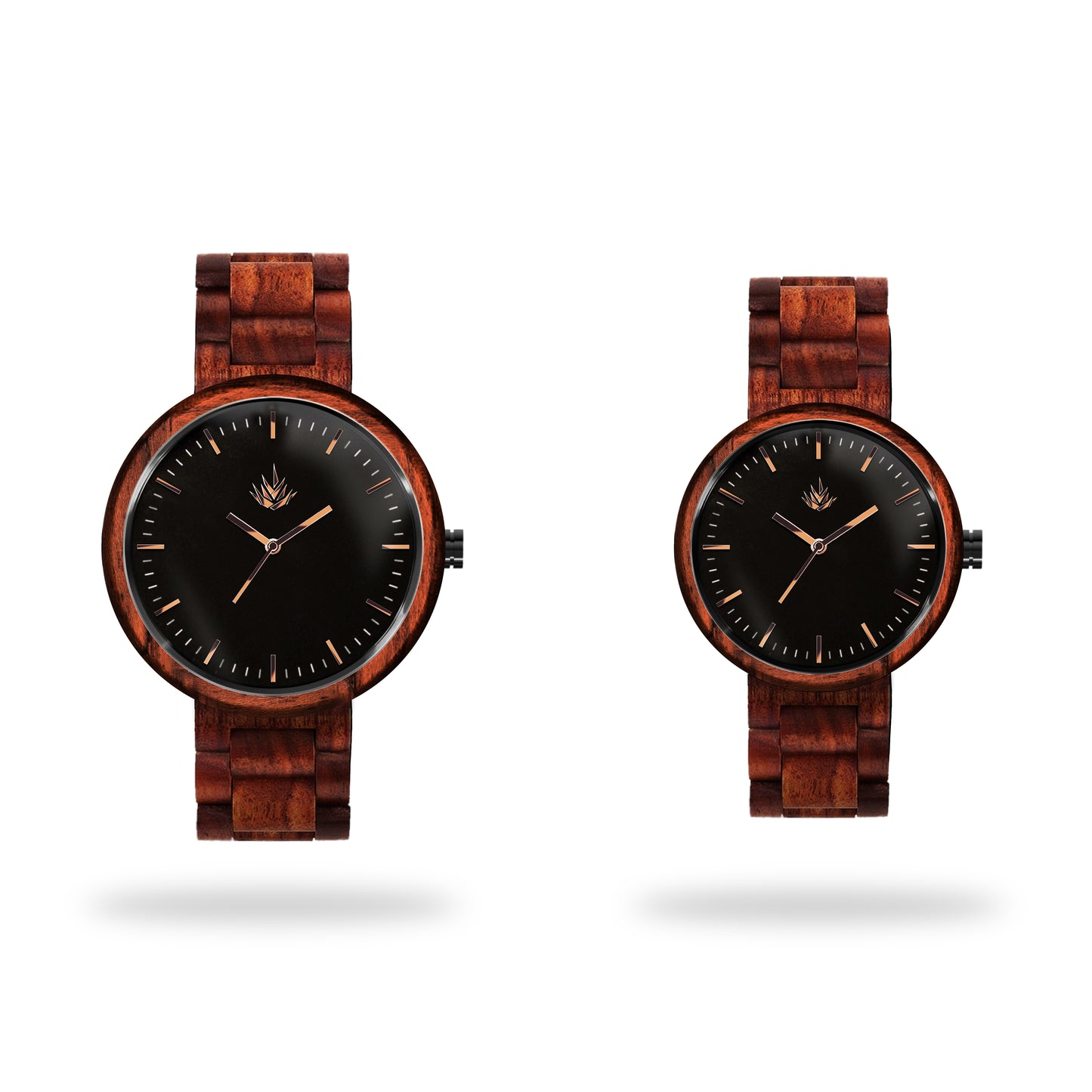 Pair of Agavus Special Edition 37mm and 44mm Red Sandalwood Rose Gold / Black